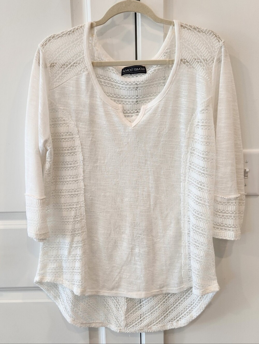 Almost Famous White Lace Knit Top